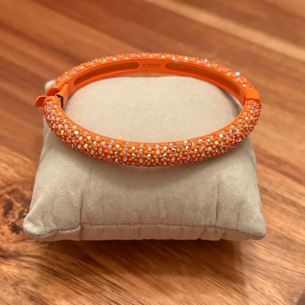 J.Crew | Iridescent Hinge Bracelet | Orange Enamel | 2 1/2” Inner Diameter
